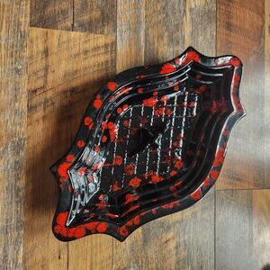 Vintage 1960s/70s Black/Red Atlantic Mold XL Party Ashtray Art Deco Retro MCM